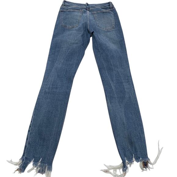 Zara Woman Jeans Womens 2 Blue Distressed Frayed Hem Premium Denim High Rise - Picture 2 of 8